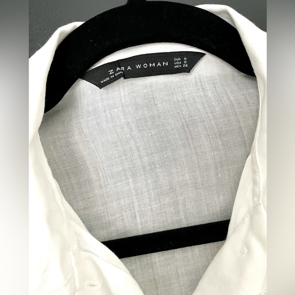 Zara crochet details button down white shirt size S - Picture 4 of 7